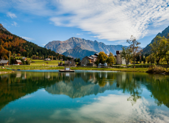 Swimming lake of Alpe du Grand Serre