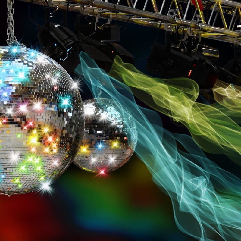 Boules à facettes disco et lumières