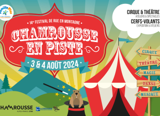 Visuel festival art rue montagne Chamrousse en Piste 2024