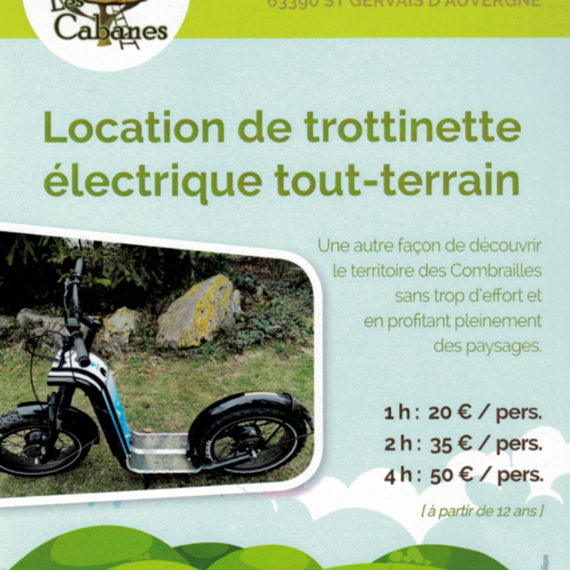 Balade à Trottinette électrique tout-terrain - Les Cabanes des Combrailles