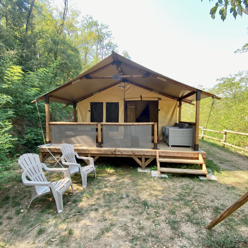 Tente Safari au Flower Camping Mas de Champel en Ardèche