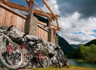 Mountain bike route artificial lake in  Marlens
